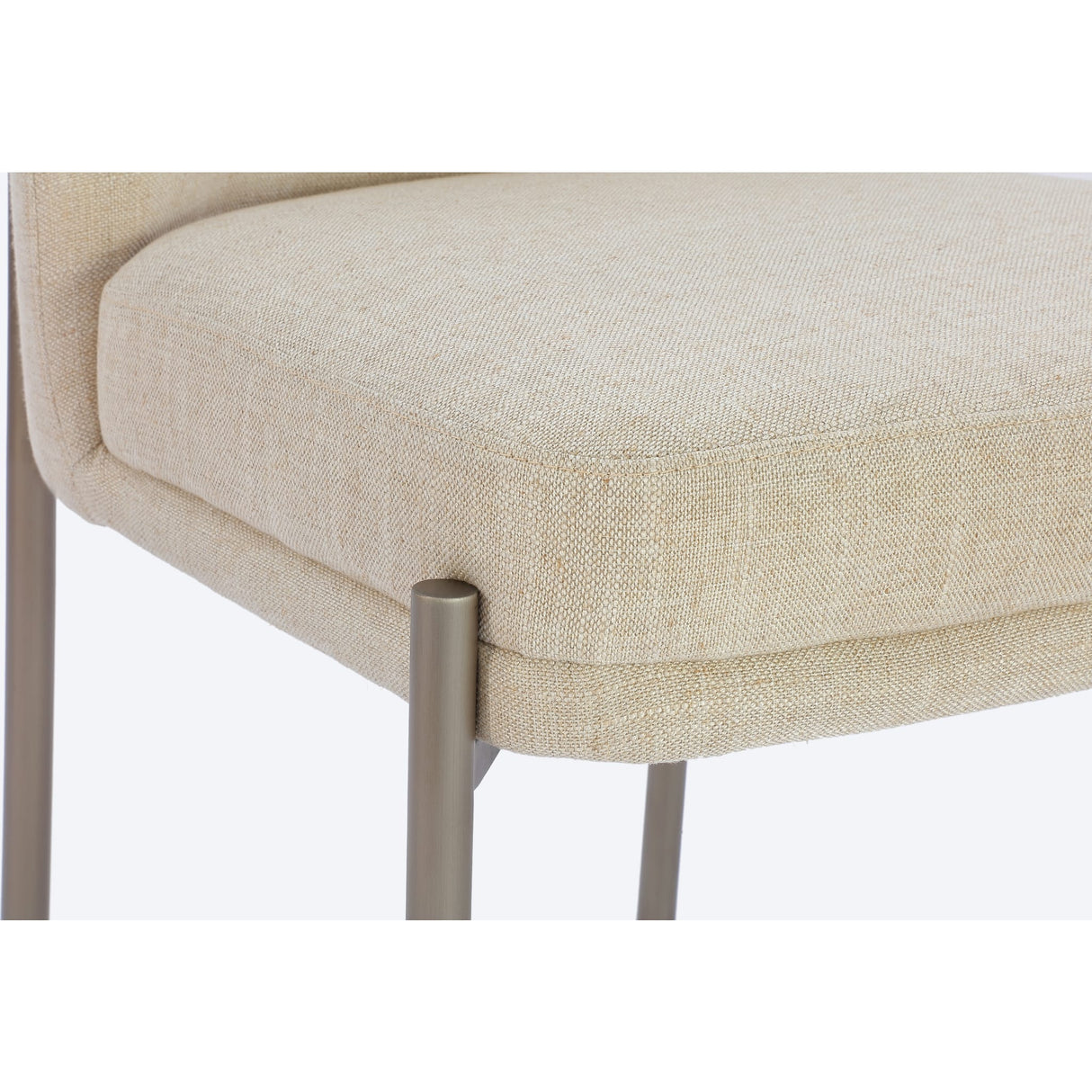 Dion Upholstered Dining Chair in Natural Light Linen and Brushed Nickel Metal