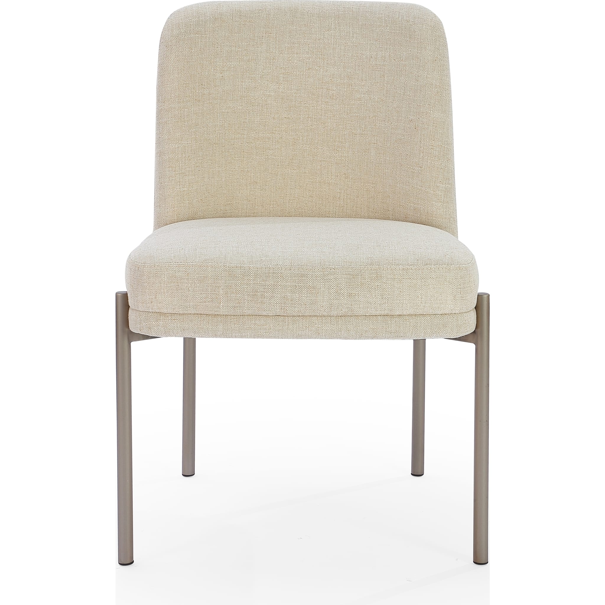 Dion Upholstered Dining Chair in Natural Light Linen and Brushed Nickel Metal