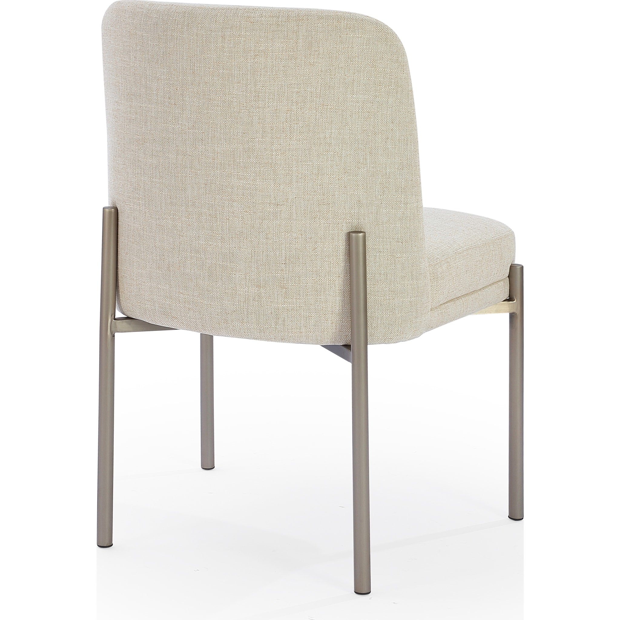 Dion Upholstered Dining Chair in Natural Light Linen and Brushed Nickel Metal