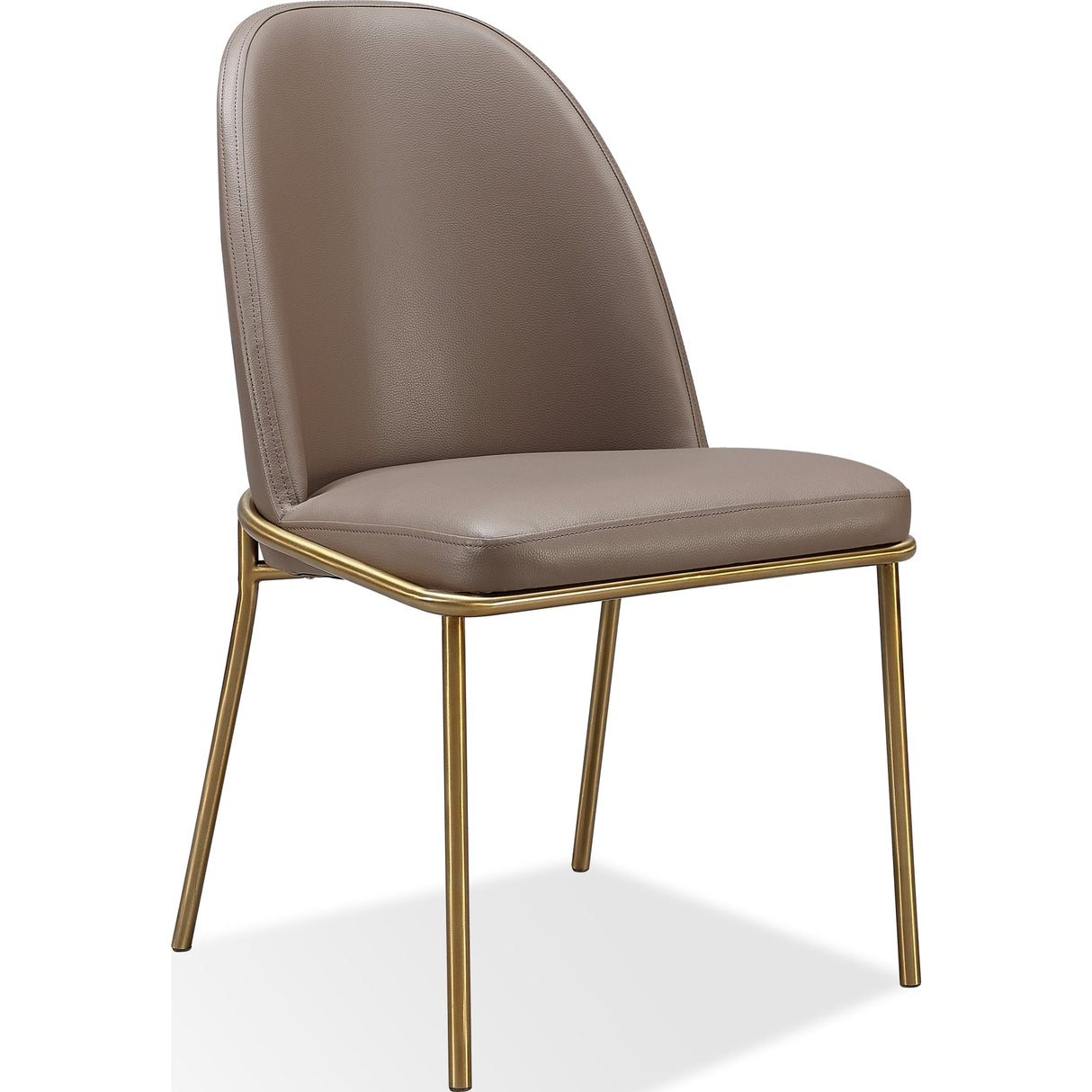 Doheny Leather Upholstered Metal Leg Dining Chair in Boots and Brass