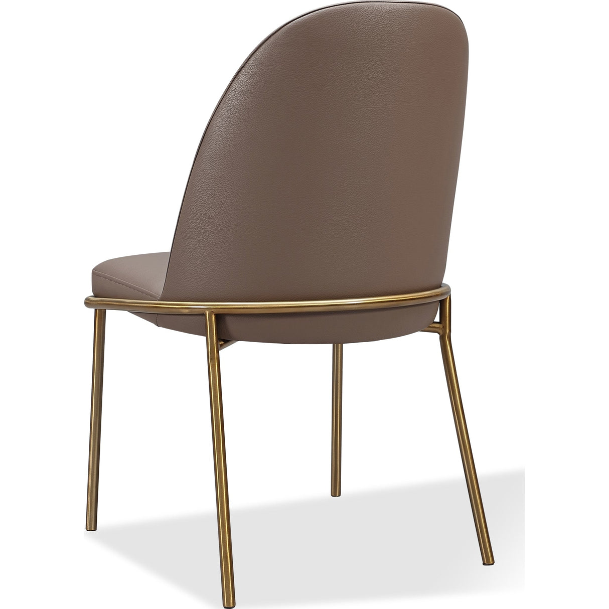 Doheny Leather Upholstered Metal Leg Dining Chair in Boots and Brass