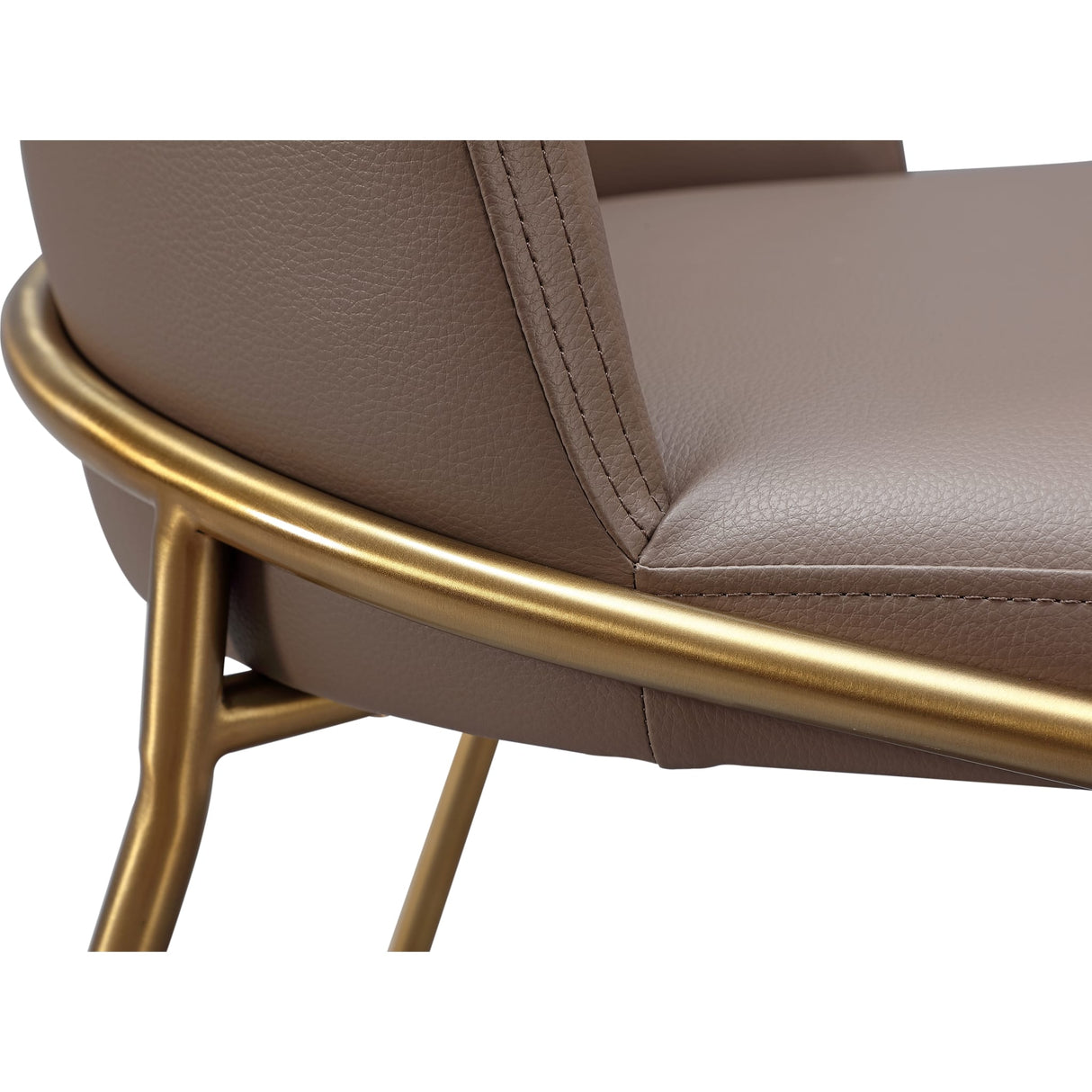 Doheny Leather Upholstered Metal Leg Dining Chair in Boots and Brass