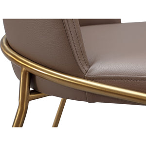 Doheny Leather Upholstered Metal Leg Dining Chair in Boots and Brass