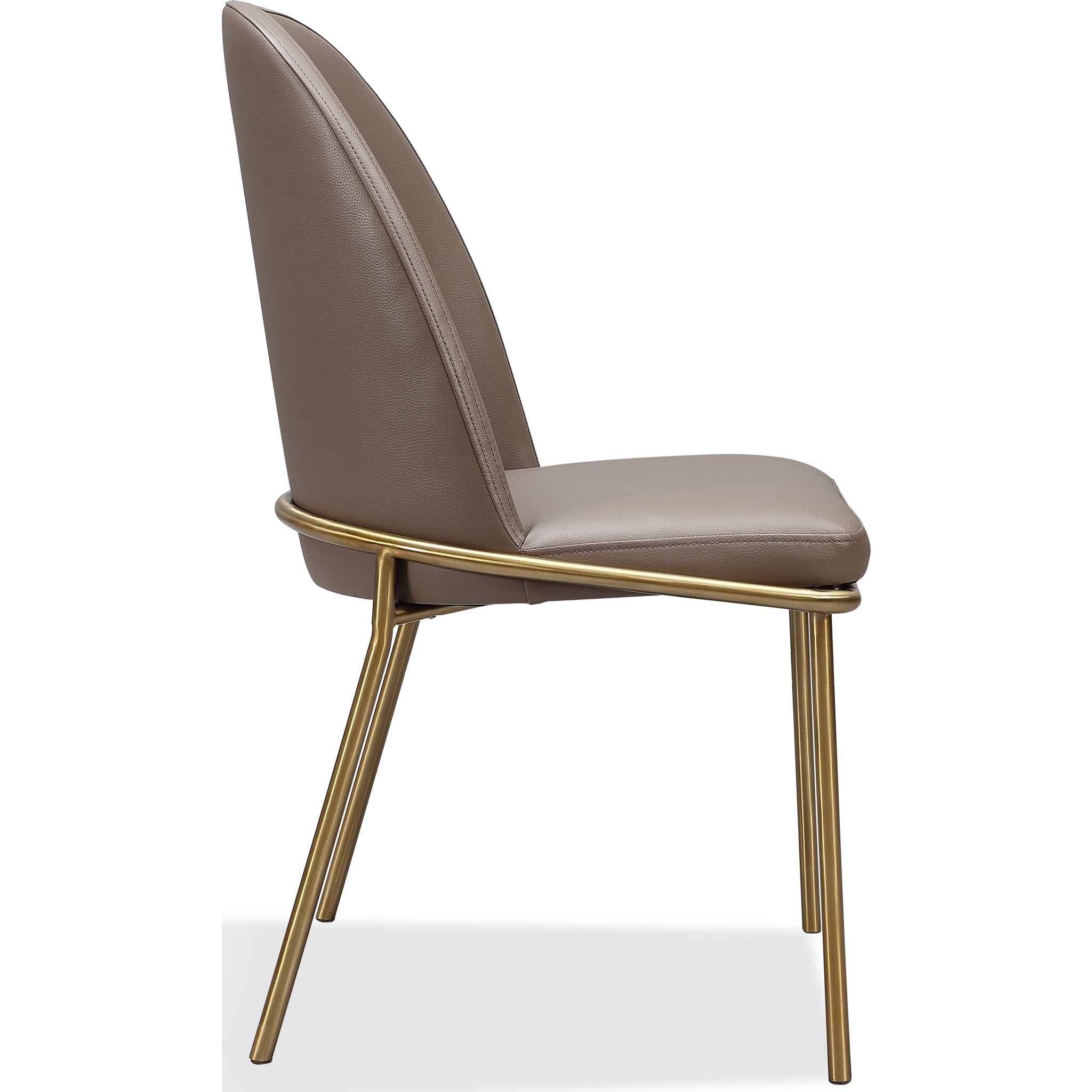 Doheny Leather Upholstered Metal Leg Dining Chair in Boots and Brass