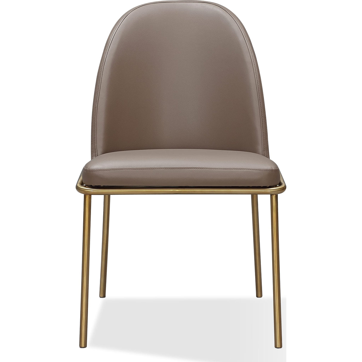 Doheny Leather Upholstered Metal Leg Dining Chair in Boots and Brass