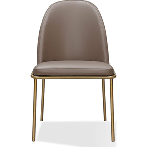 Doheny Leather Upholstered Metal Leg Dining Chair in Boots and Brass