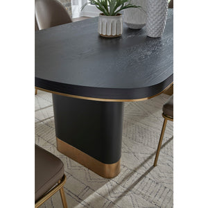 Doheny Wood and Metal Oval Dining Table in Black and Brass