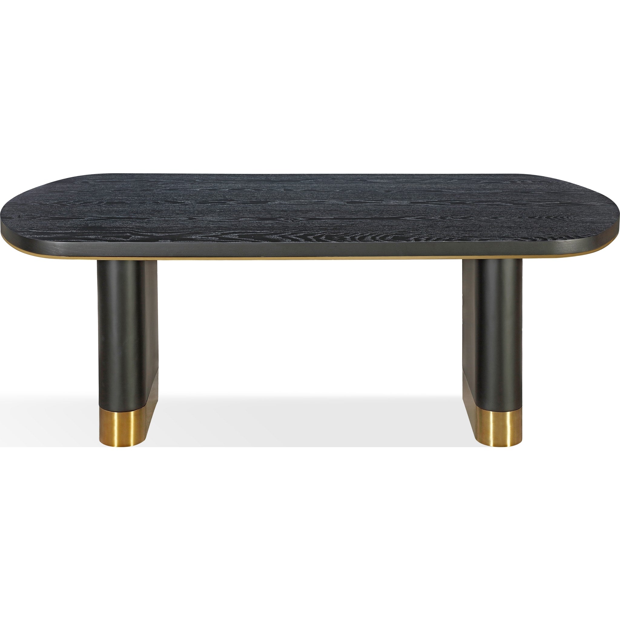 Doheny Wood and Metal Oval Dining Table in Black and Brass