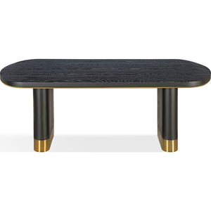 Doheny Wood and Metal Oval Dining Table in Black and Brass