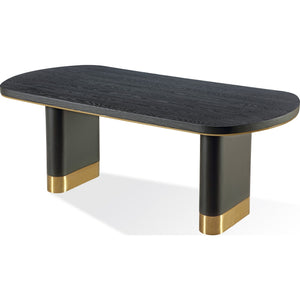 Doheny Wood and Metal Oval Dining Table in Black and Brass