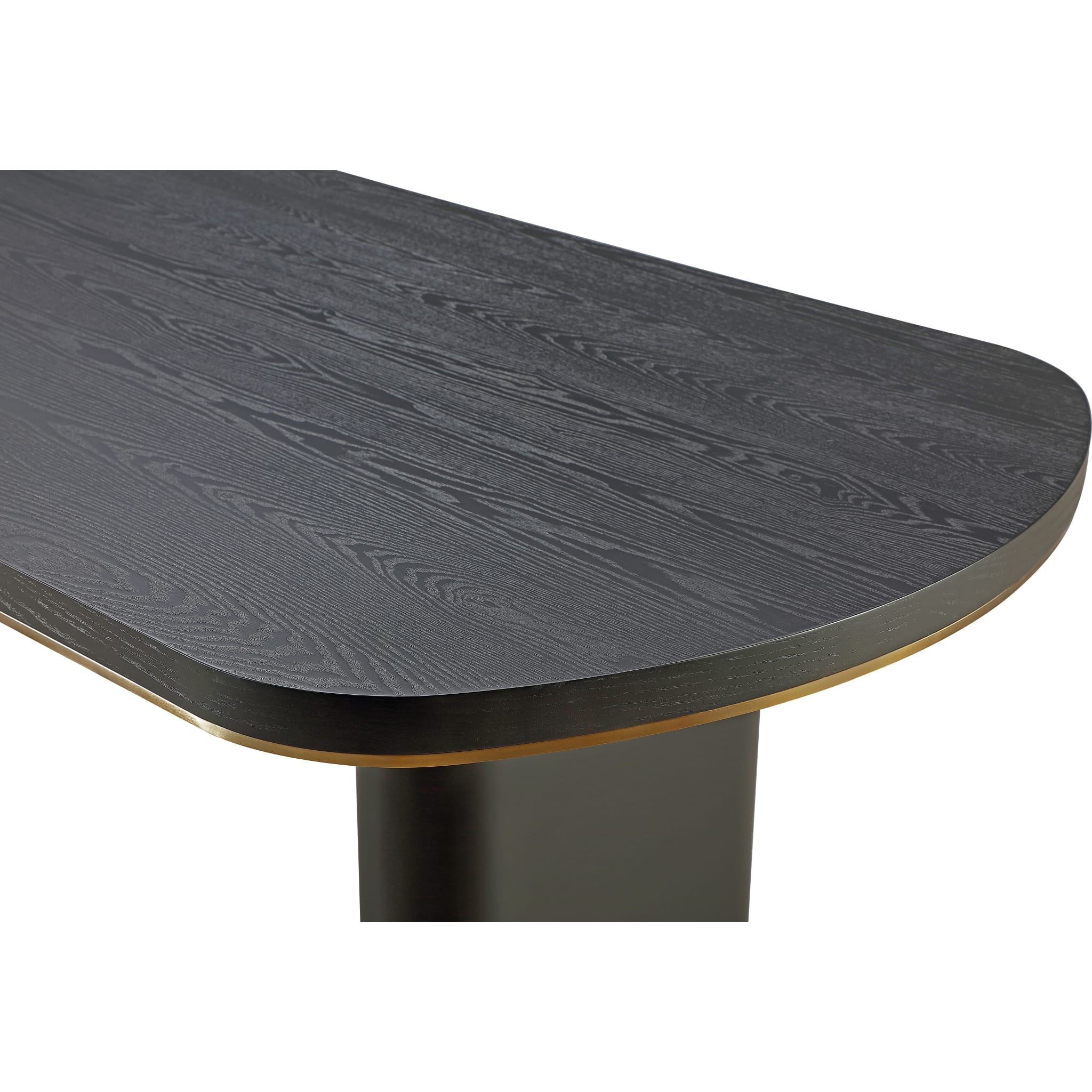 Doheny Wood and Metal Oval Dining Table in Black and Brass