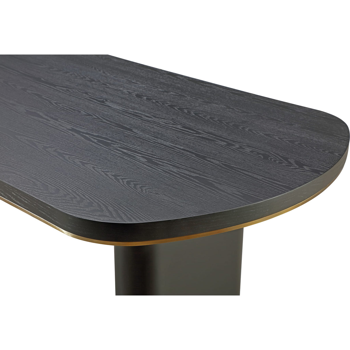 Doheny Wood and Metal Oval Dining Table in Black and Brass
