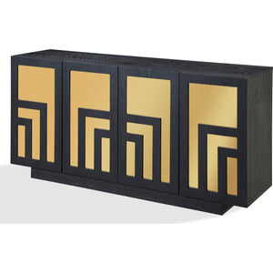 Doheny Wood and Metal  Two Door Sideboard in Black and Brass