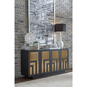 Doheny Wood and Metal  Two Door Sideboard in Black and Brass