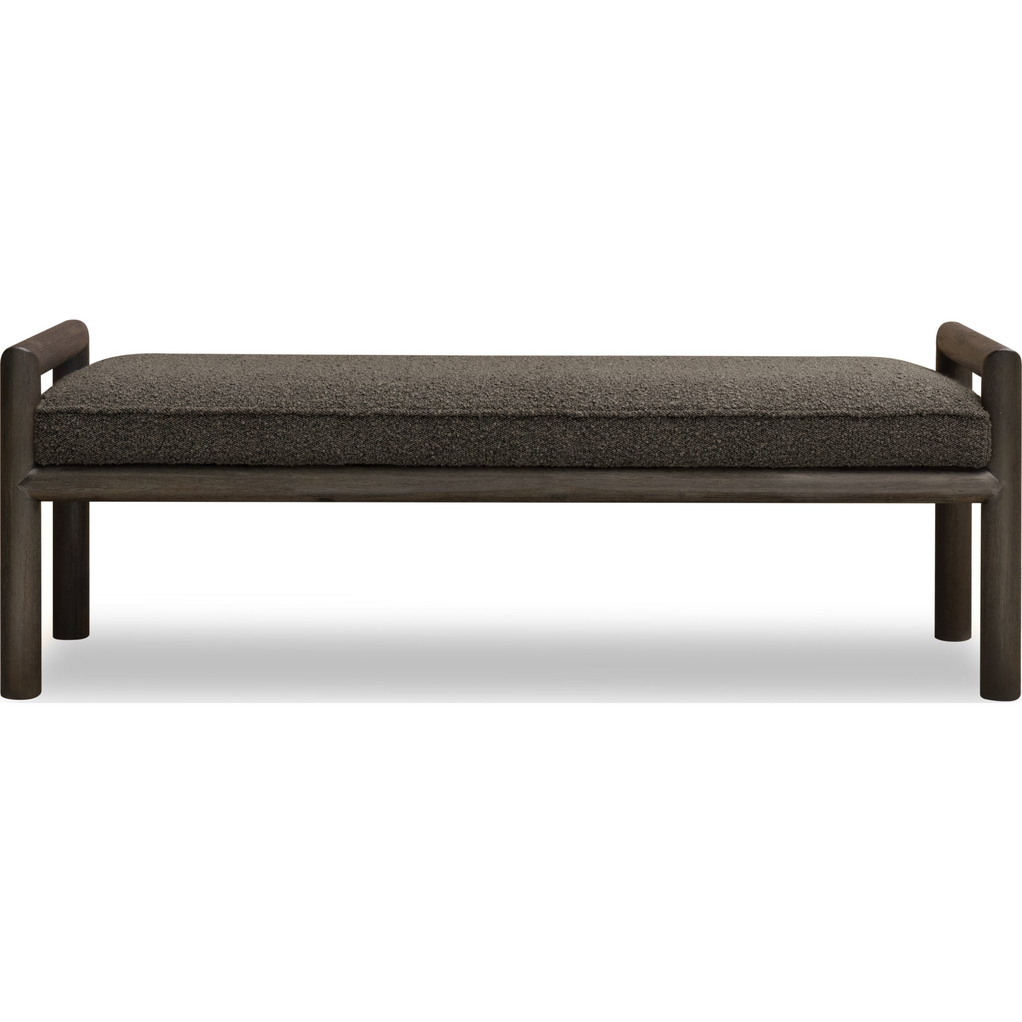 Dorsey Boucle Upholstered Wooden Bench in Basalt Grey and Pumpernickel