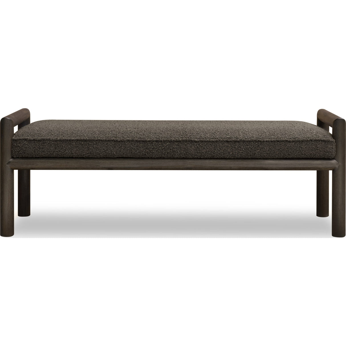Dorsey Boucle Upholstered Wooden Bench in Basalt Grey and Pumpernickel