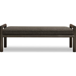 Dorsey Boucle Upholstered Wooden Bench in Basalt Grey and Pumpernickel