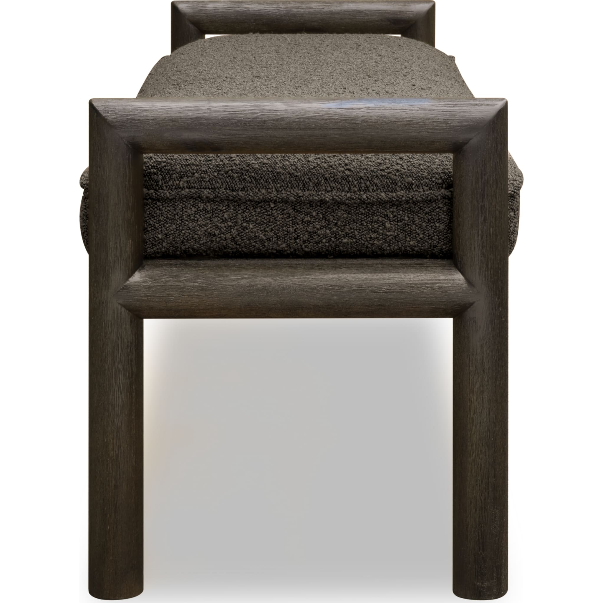 Dorsey Boucle Upholstered Wooden Bench in Basalt Grey and Pumpernickel