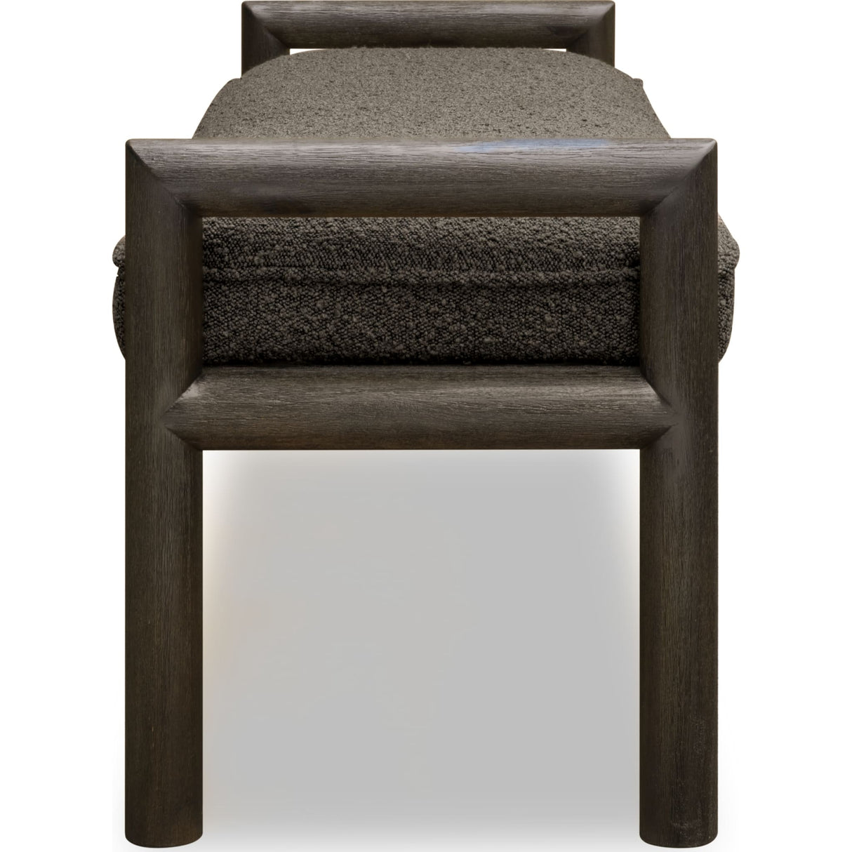 Dorsey Boucle Upholstered Wooden Bench in Basalt Grey and Pumpernickel