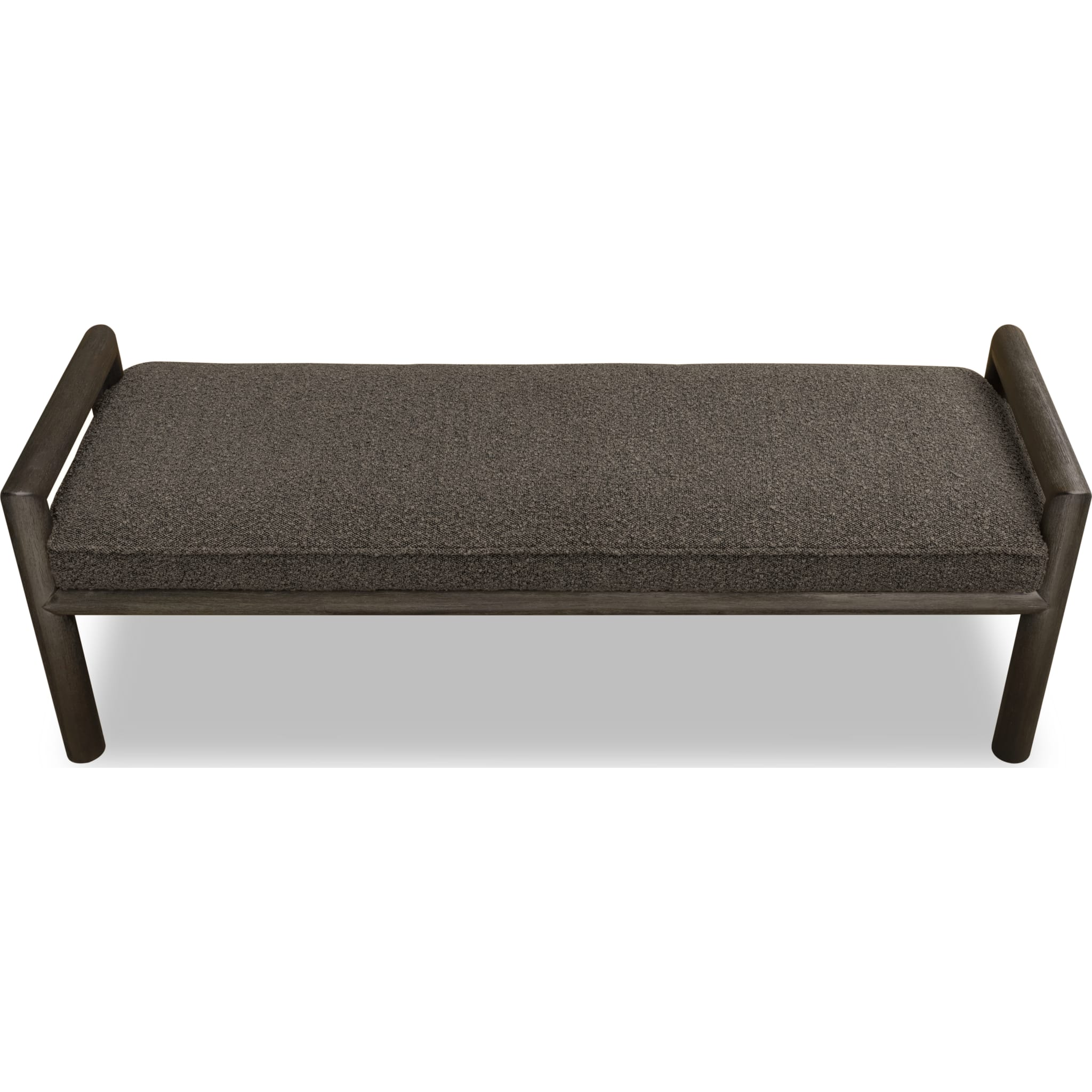 Dorsey Boucle Upholstered Wooden Bench in Basalt Grey and Pumpernickel