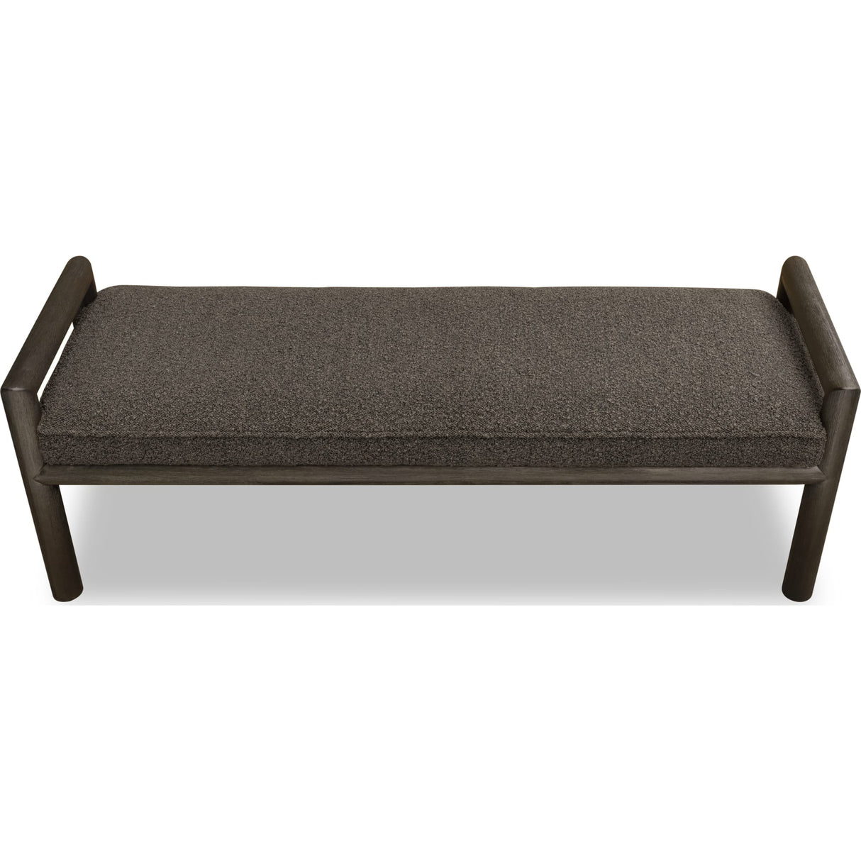 Dorsey Boucle Upholstered Wooden Bench in Basalt Grey and Pumpernickel