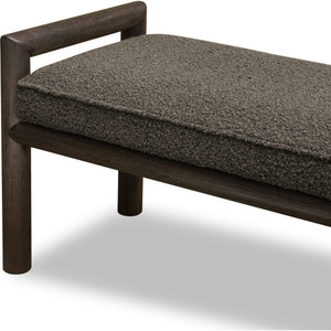 Dorsey Boucle Upholstered Wooden Bench in Basalt Grey and Pumpernickel