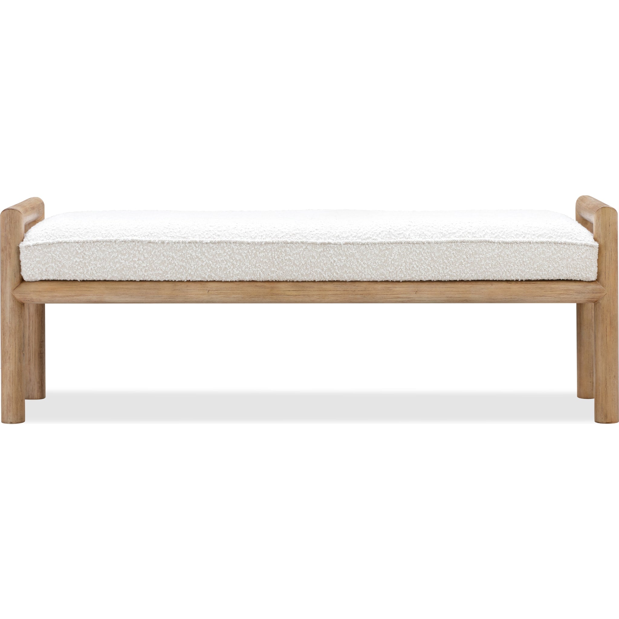 Dorsey Boucle Upholstered Wooden Bench in Granola and Ricotta