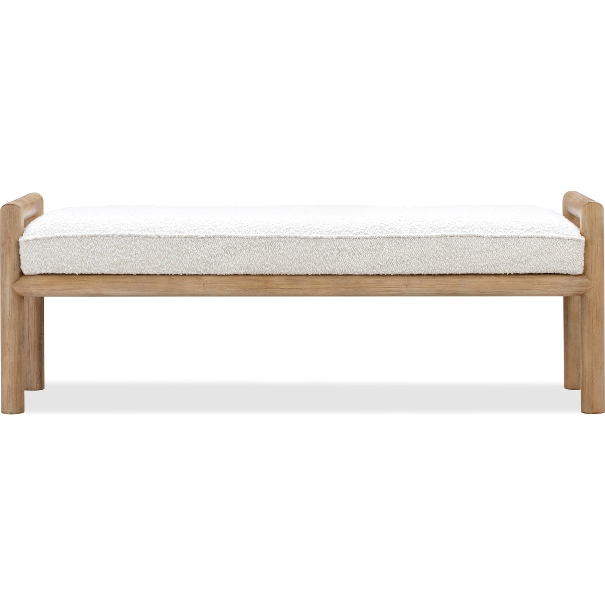 Dorsey Boucle Upholstered Wooden Bench in Granola and Ricotta