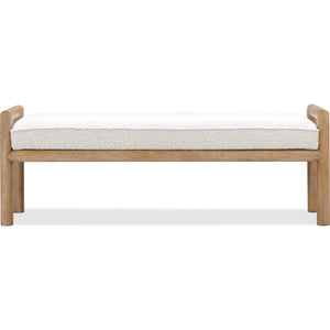 Dorsey Boucle Upholstered Wooden Bench in Granola and Ricotta