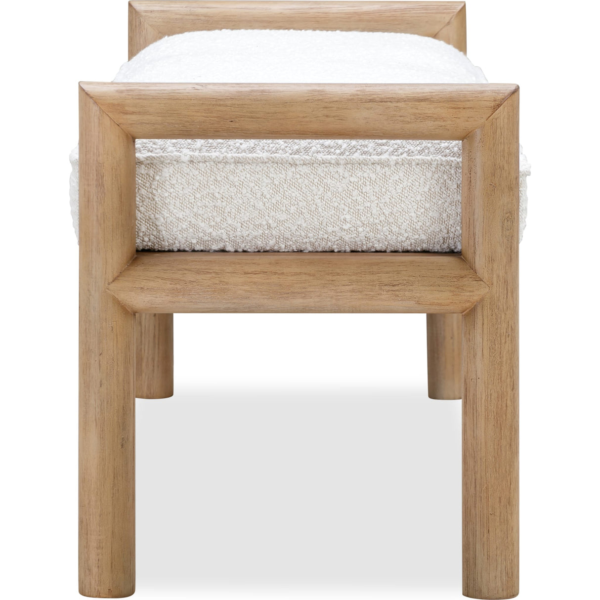 Dorsey Boucle Upholstered Wooden Bench in Granola and Ricotta