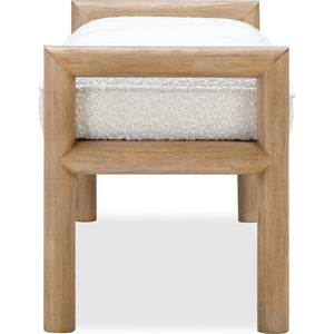 Dorsey Boucle Upholstered Wooden Bench in Granola and Ricotta