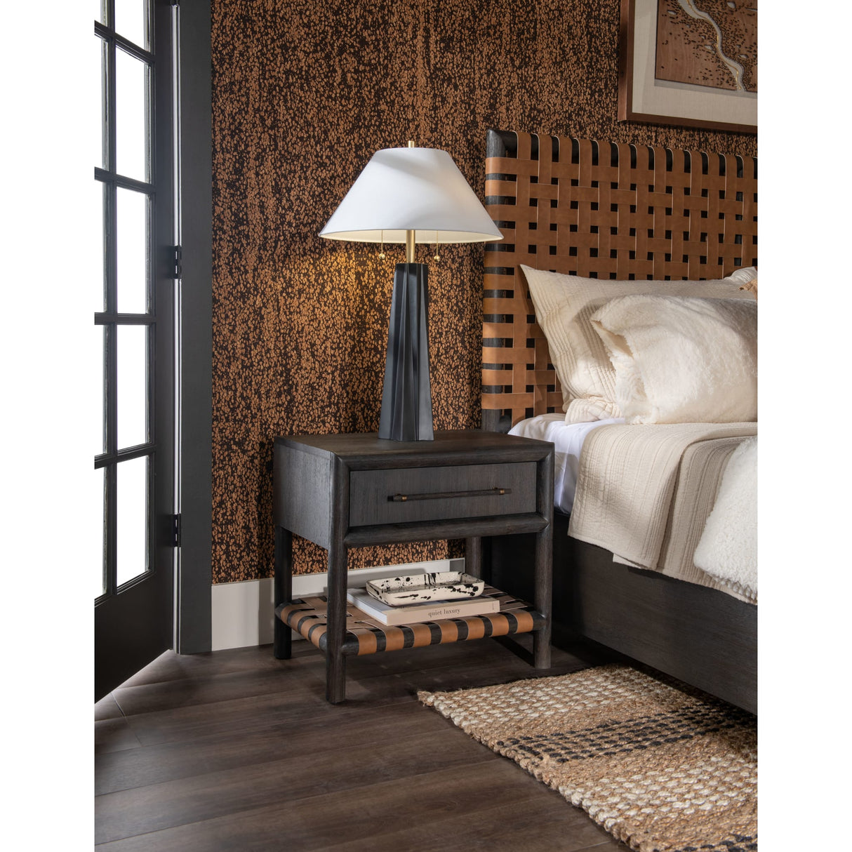 Dorsey One Drawer USB-charging Nightstand in Basalt Grey