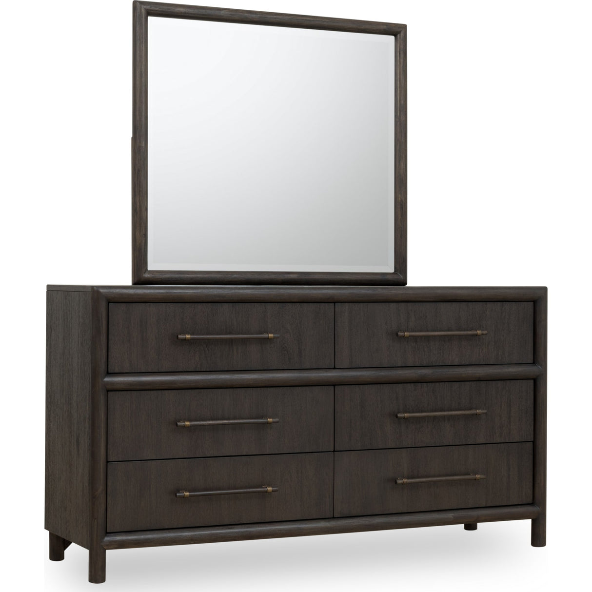 Dorsey Solid Wood and Glass Mirror in Basalt Grey