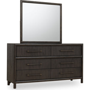 Dorsey Solid Wood and Glass Mirror in Basalt Grey