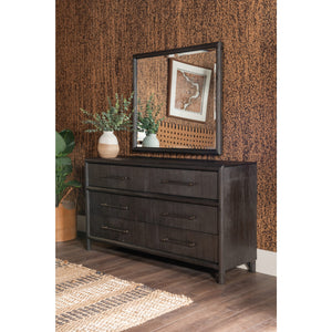 Dorsey Solid Wood and Glass Mirror in Basalt Grey