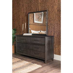 Dorsey Solid Wood and Glass Mirror in Basalt Grey