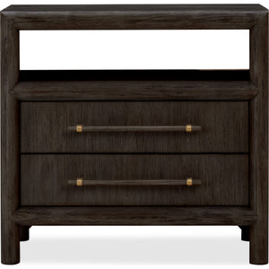 Dorsey Two Drawer USB-charging Nightstand in Basalt Grey