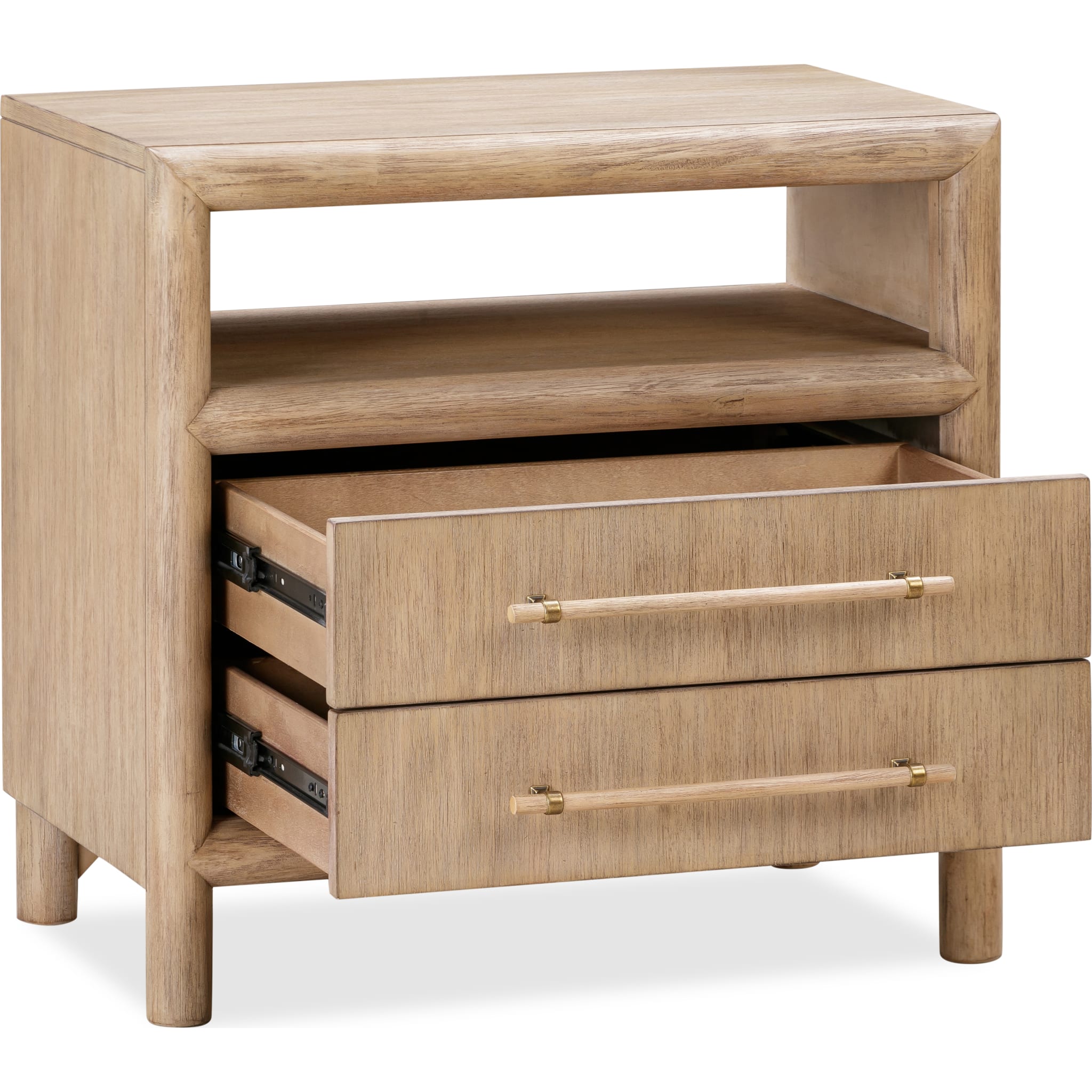 Dorsey Two Drawer USB-charging Nightstand in Granola