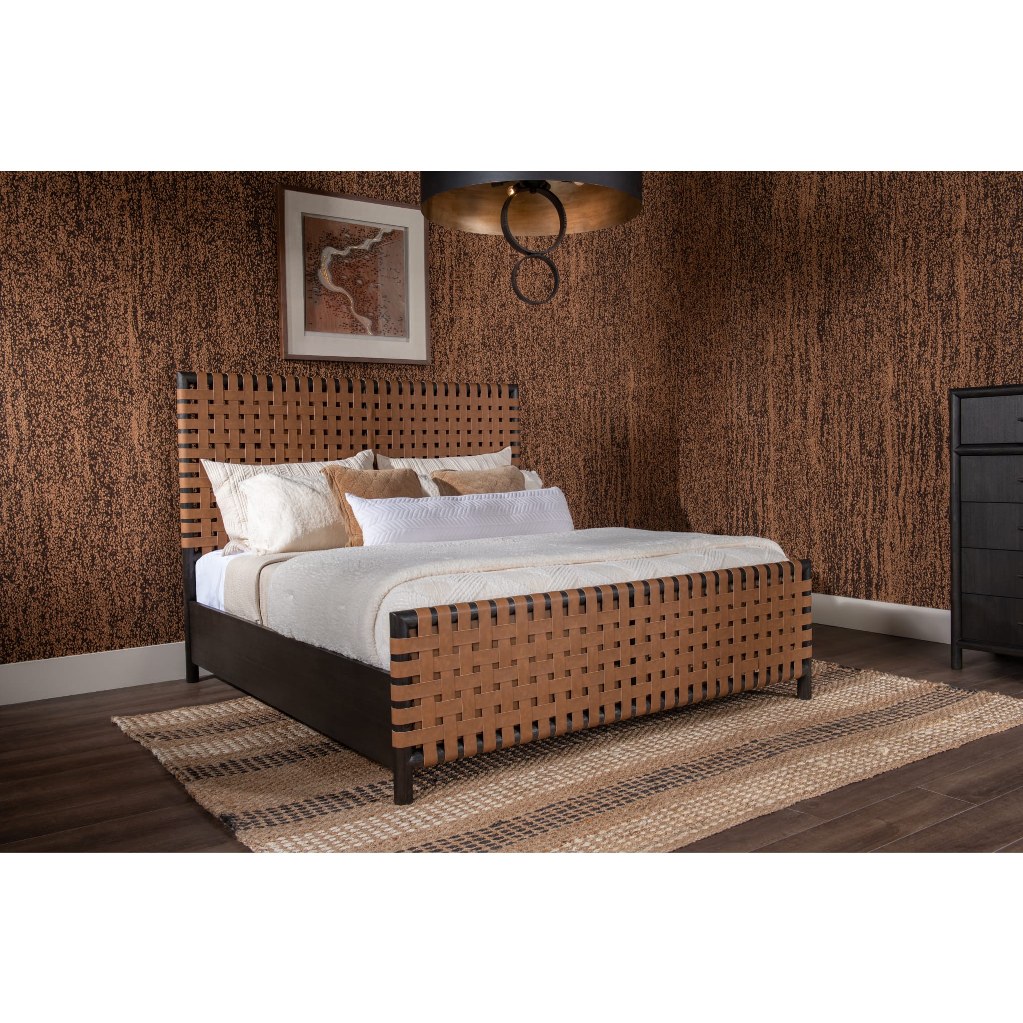 Dorsey Woven Panel Bed in Basalt Grey and Ginger