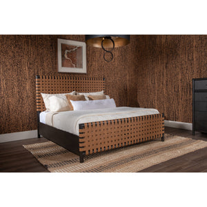 Dorsey Woven Panel Bed in Basalt Grey and Ginger