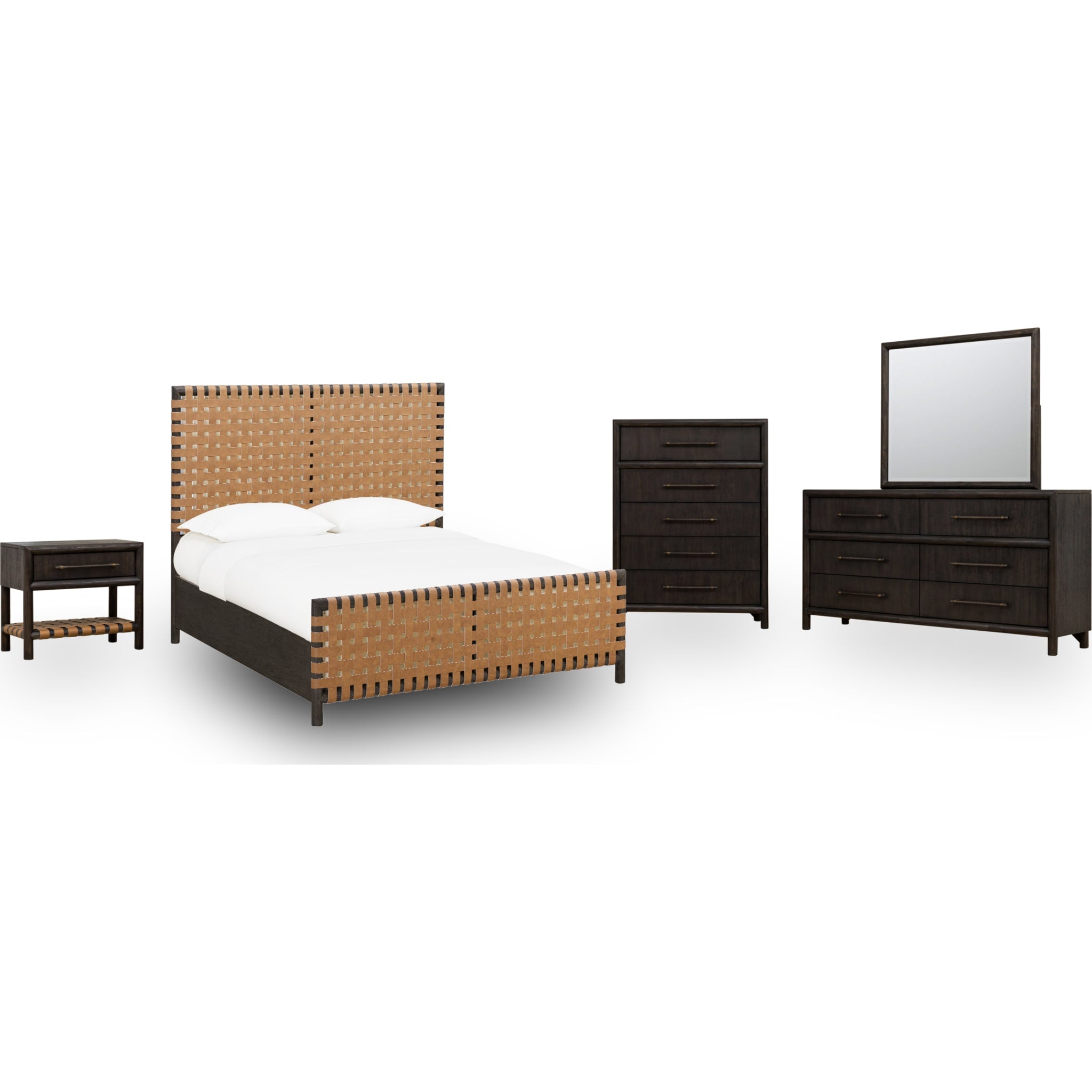 Dorsey Woven Panel Bed in Basalt Grey and Ginger