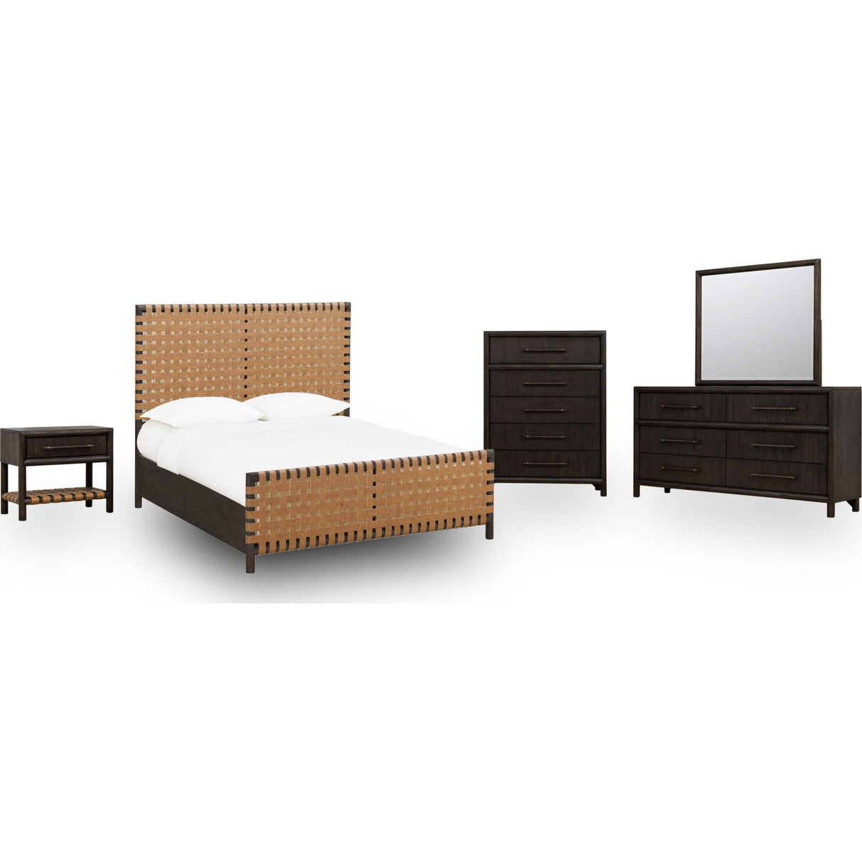 Dorsey Woven Panel Bed in Basalt Grey and Ginger