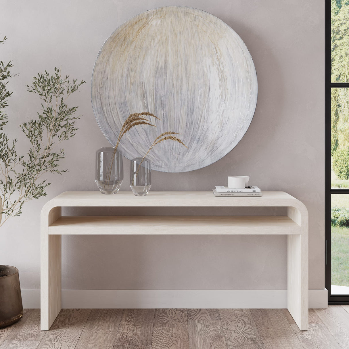 Drake Ash Wood Console Table in Sugar