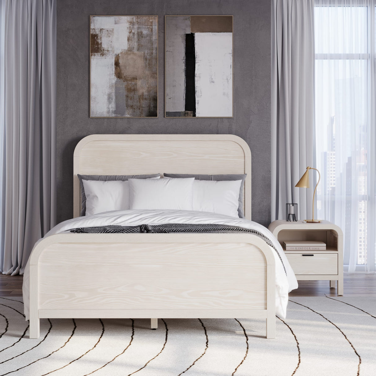 Drake One Drawer One Shelf USB-Charging Nightstand in Sugar