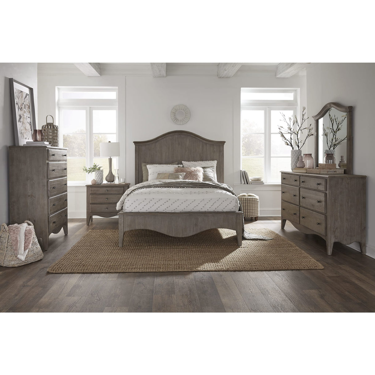 Ella Solid Wood Crown Bed in Camel
