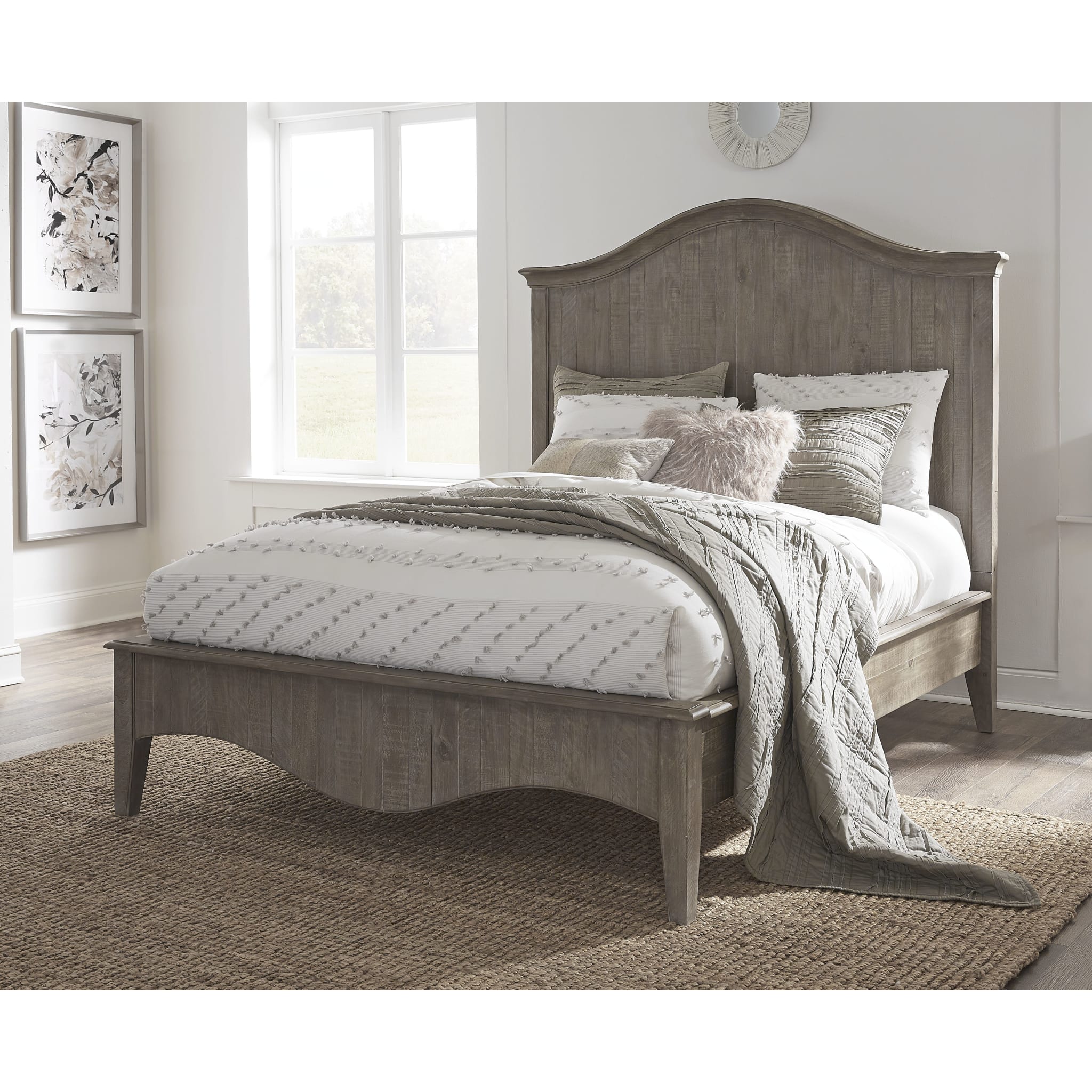 Ella Solid Wood Crown Bed in Camel