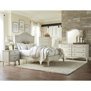 Ella Solid Wood Crown Bed in White Wash