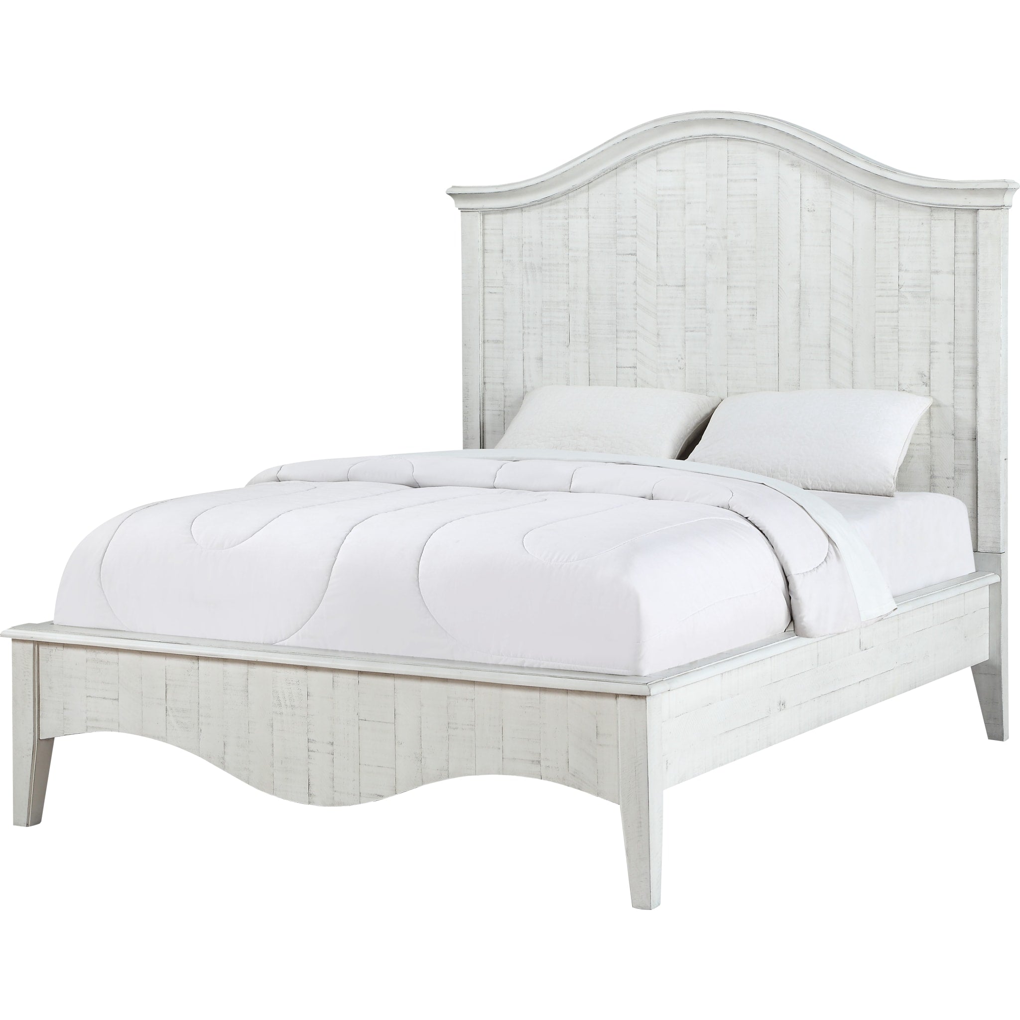 Ella Solid Wood Crown Bed in White Wash