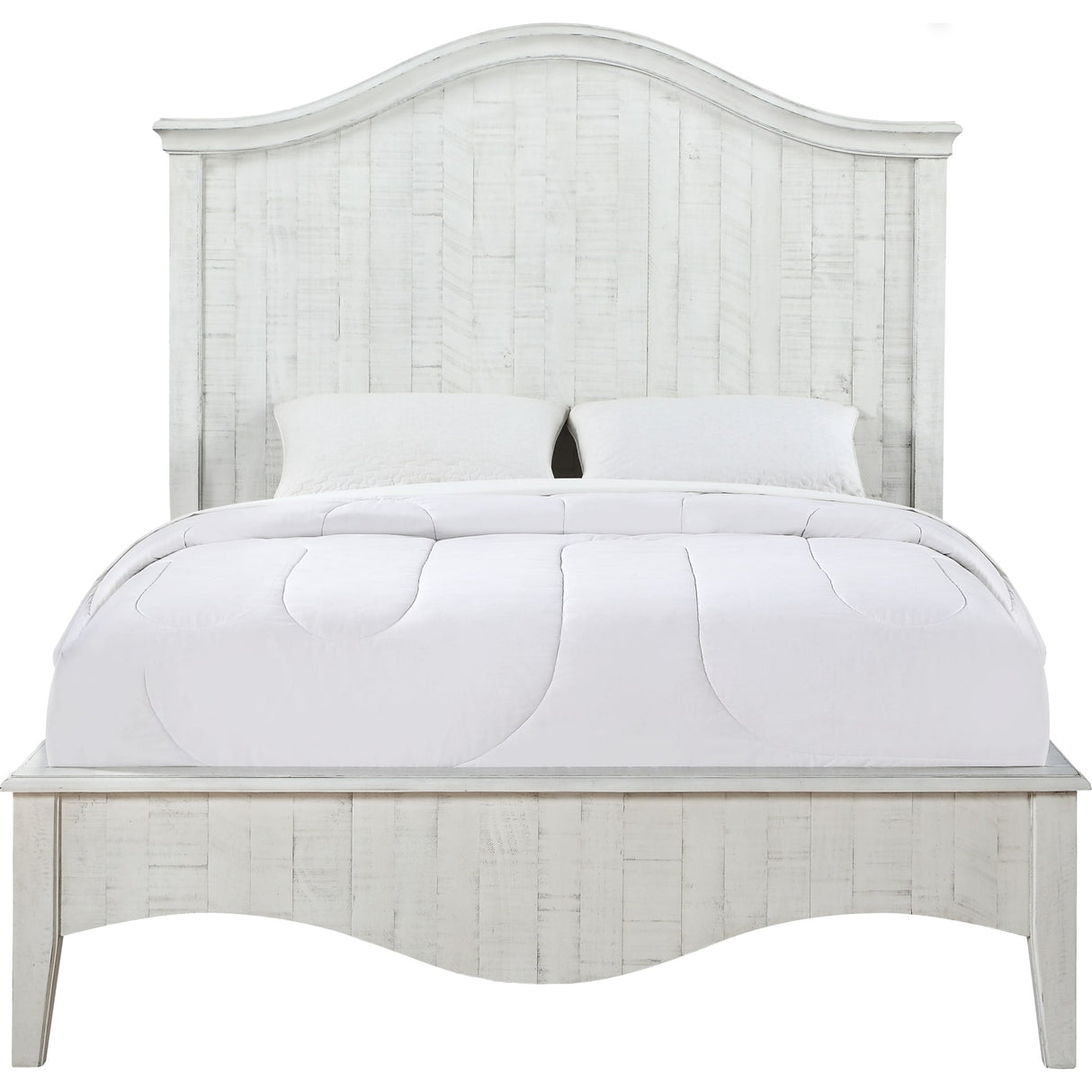 Ella Solid Wood Crown Bed in White Wash