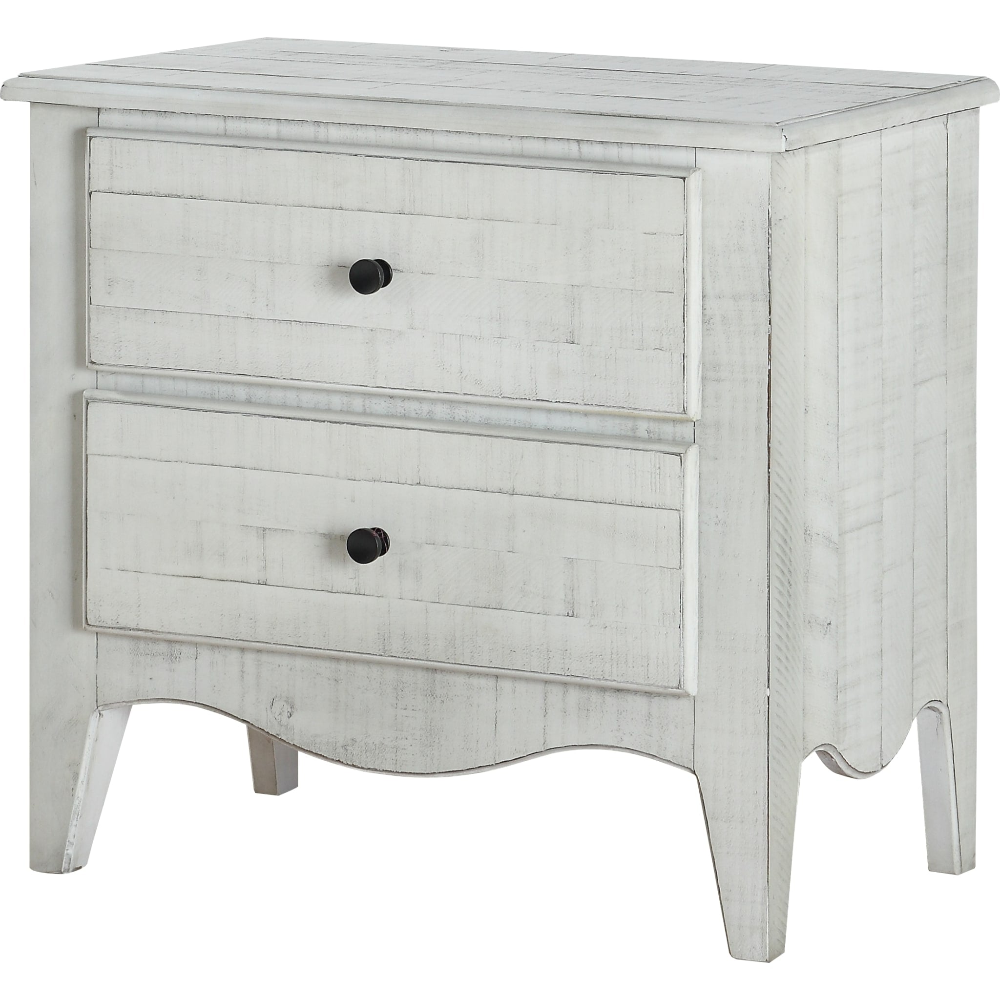 Ella Solid Wood Two Drawer Nightstand in White Wash